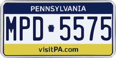 PA license plate MPD5575