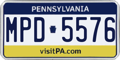 PA license plate MPD5576