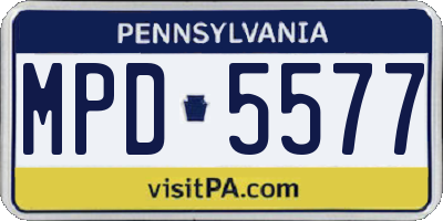 PA license plate MPD5577