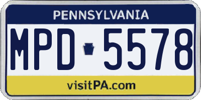 PA license plate MPD5578