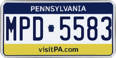 PA license plate MPD5583
