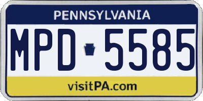 PA license plate MPD5585