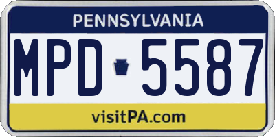 PA license plate MPD5587