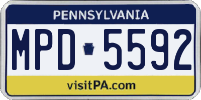 PA license plate MPD5592
