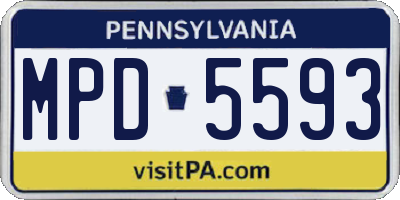 PA license plate MPD5593