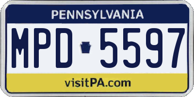 PA license plate MPD5597