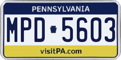 PA license plate MPD5603