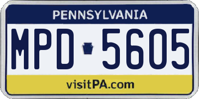 PA license plate MPD5605