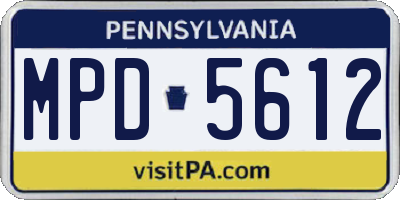 PA license plate MPD5612