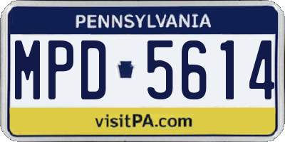 PA license plate MPD5614