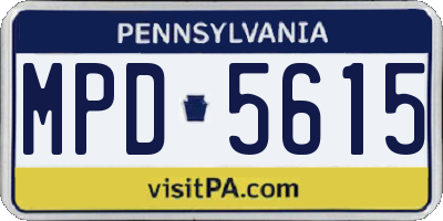PA license plate MPD5615