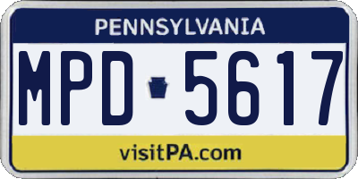 PA license plate MPD5617