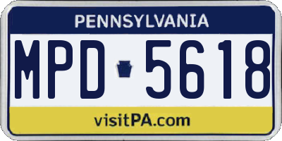 PA license plate MPD5618