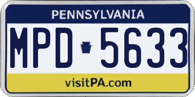 PA license plate MPD5633