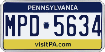 PA license plate MPD5634