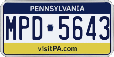 PA license plate MPD5643