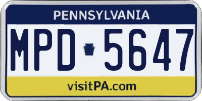 PA license plate MPD5647