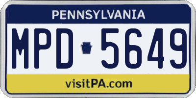PA license plate MPD5649