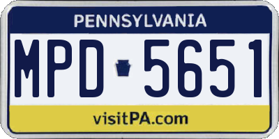 PA license plate MPD5651