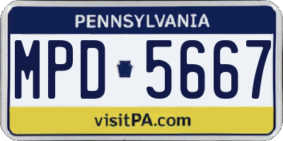 PA license plate MPD5667