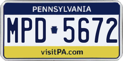 PA license plate MPD5672