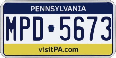 PA license plate MPD5673