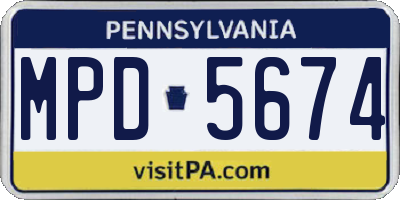 PA license plate MPD5674