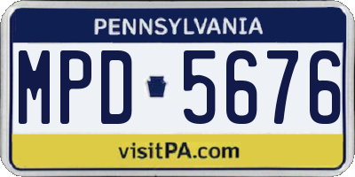 PA license plate MPD5676