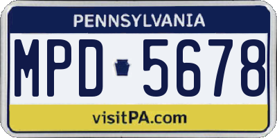 PA license plate MPD5678