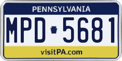 PA license plate MPD5681