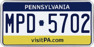 PA license plate MPD5702