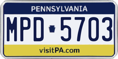 PA license plate MPD5703