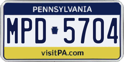 PA license plate MPD5704