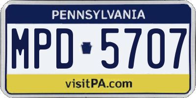 PA license plate MPD5707