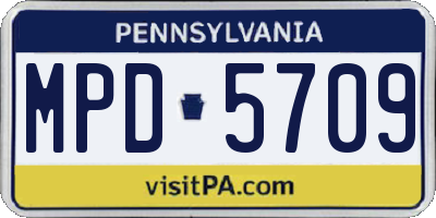 PA license plate MPD5709