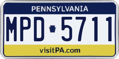 PA license plate MPD5711