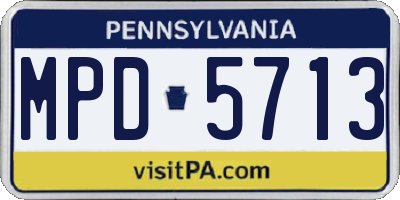PA license plate MPD5713