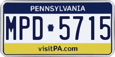 PA license plate MPD5715