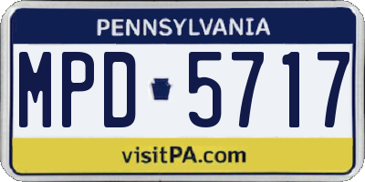 PA license plate MPD5717