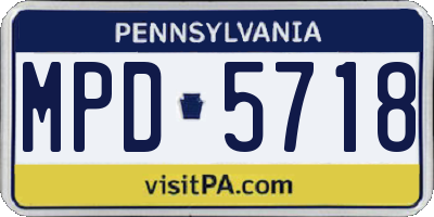 PA license plate MPD5718