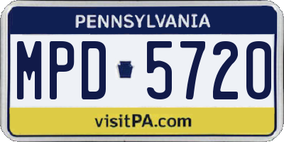 PA license plate MPD5720