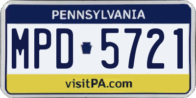 PA license plate MPD5721