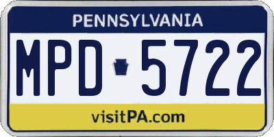 PA license plate MPD5722