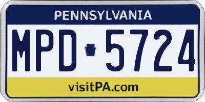 PA license plate MPD5724