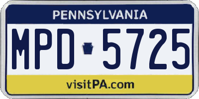 PA license plate MPD5725