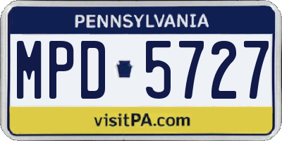PA license plate MPD5727