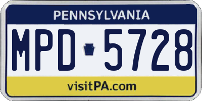 PA license plate MPD5728