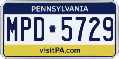 PA license plate MPD5729