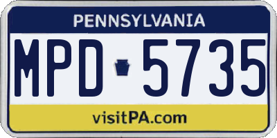 PA license plate MPD5735