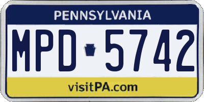 PA license plate MPD5742